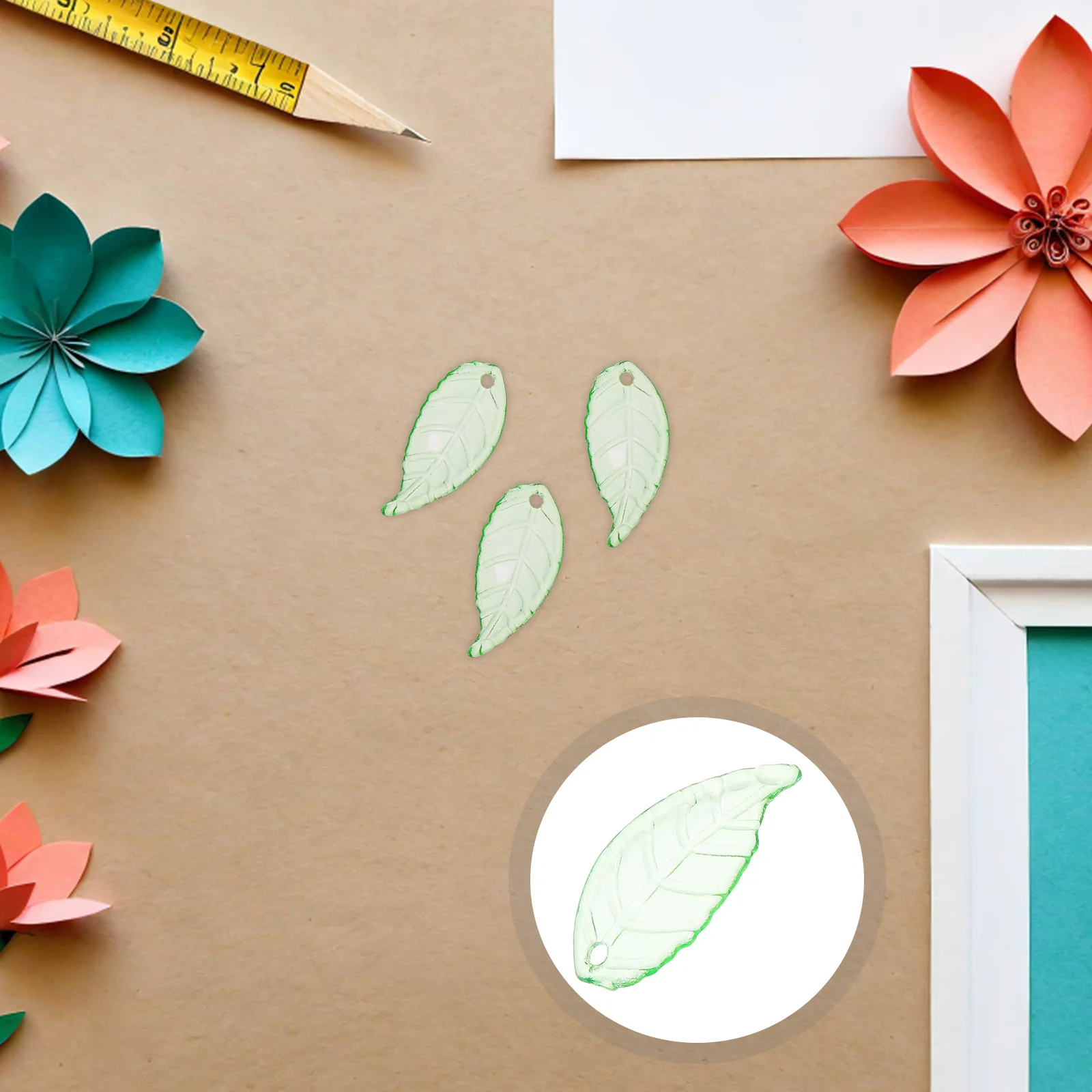 

200g Acrylic Leaf Beads Transparent Durable Bright Colors Large Hole DIY Jewelry Necklace Bracelet Craft Flower Elements