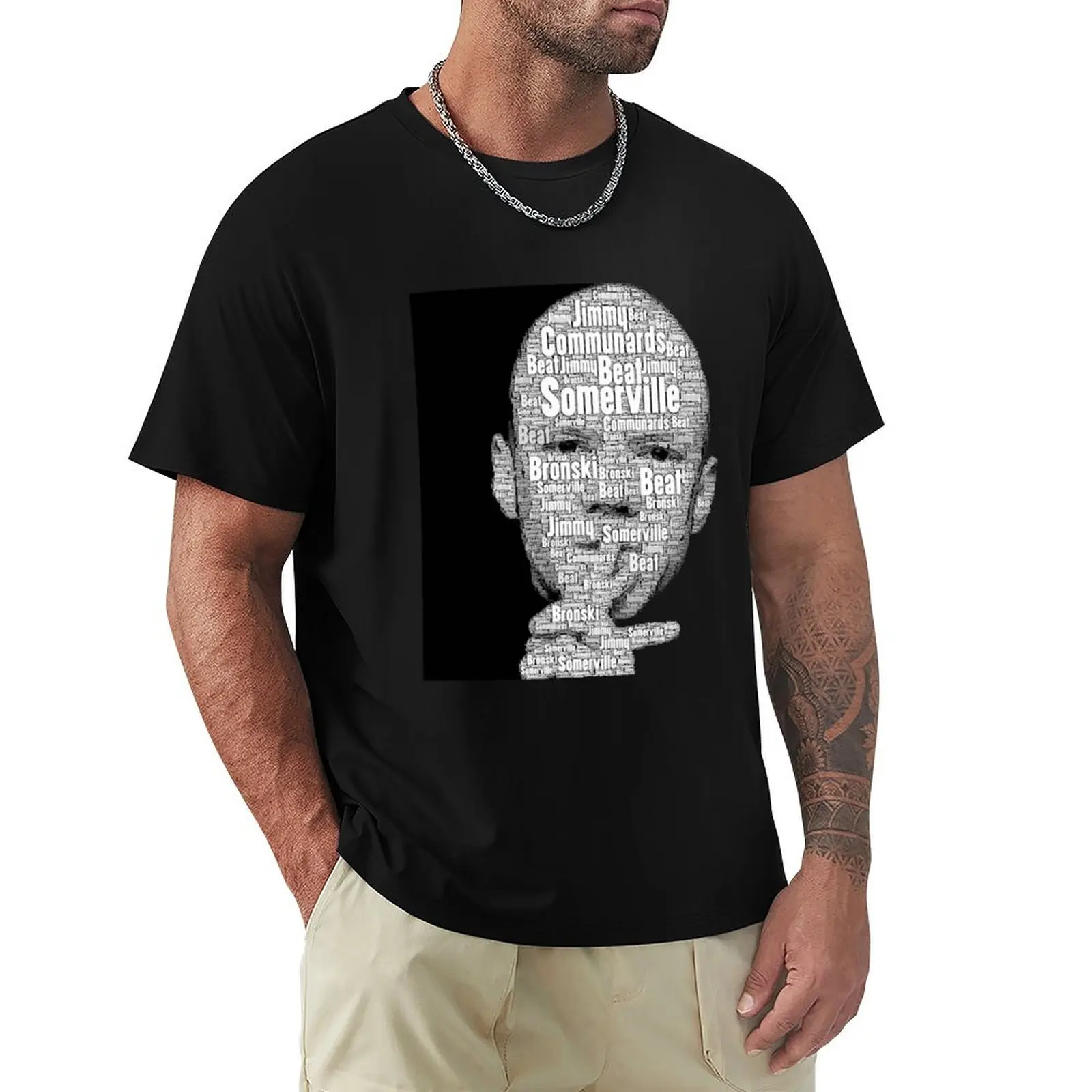 تي شيرت Bronski Beat Typeface باللونين الأبيض والأسود ملابس صيفية تي شيرت عادي للرجال #1
