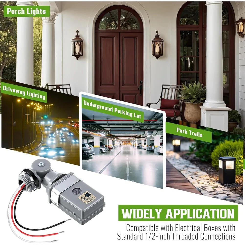 4 Pack Photocell Sensor for Outdoor Lights, 120VAC 50/60 Hz Photocell IP54, Swivel Mount Photocell, Dusk to Dawn Sensor
