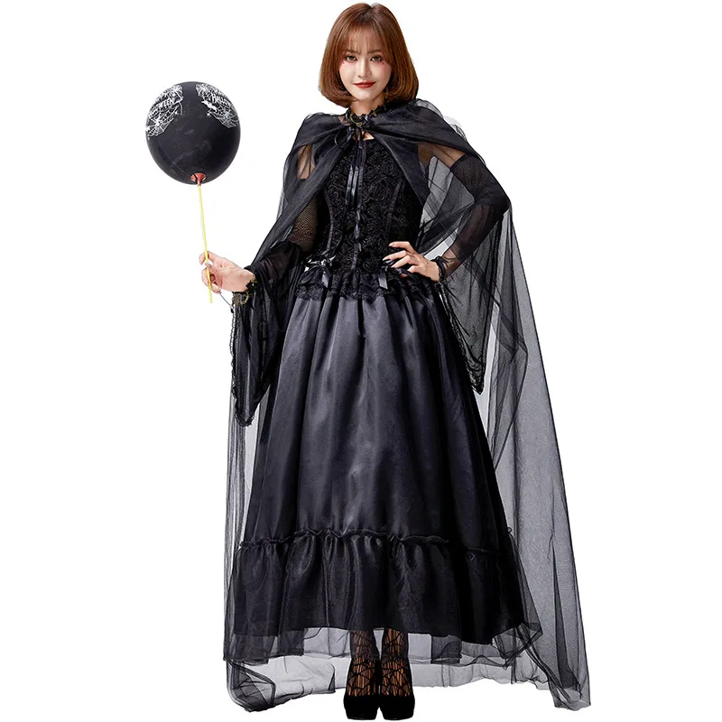 

Adult Women Magic Witch Wizard Robe Gown Cloak Mesh Dress Halloween Role Play Dress Up Cosplay Costume