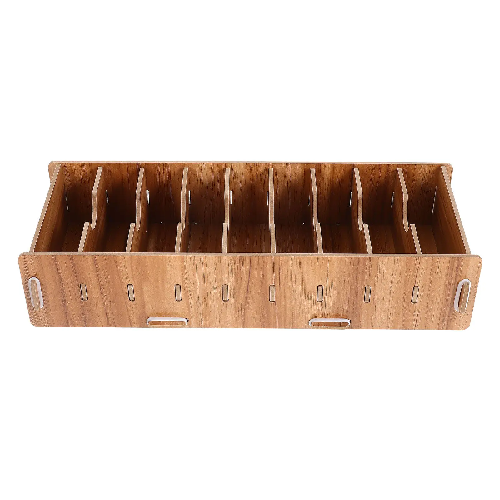 Wood Business Card Holder Desktop Organizer Removable Dividers Adjustable Sections Solid Wood Office Desk Storage Box Display