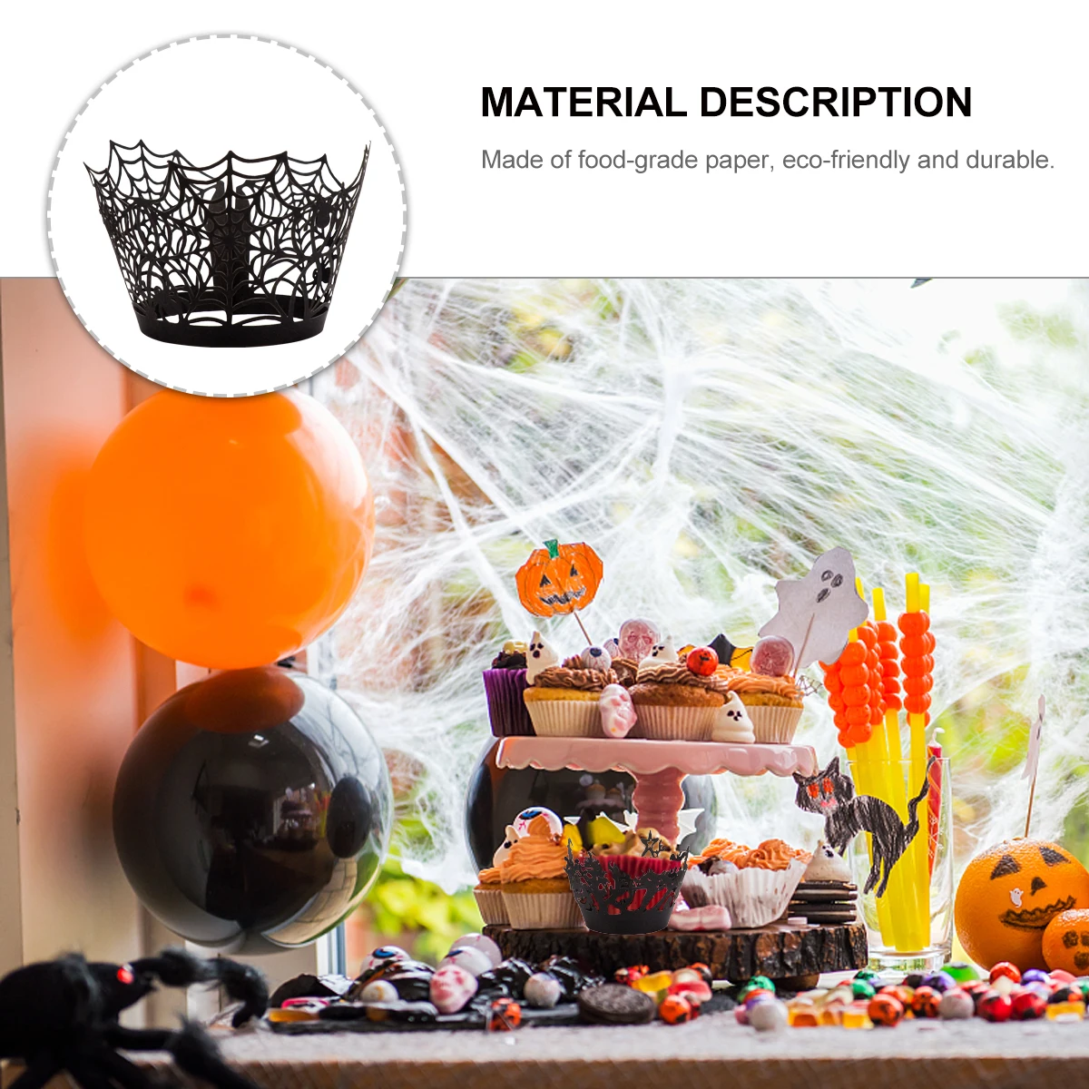 

36 Pcs Cupcake Edge Muffin Wrapping Paper Hollow-Out Wrapper Supplies Halloween