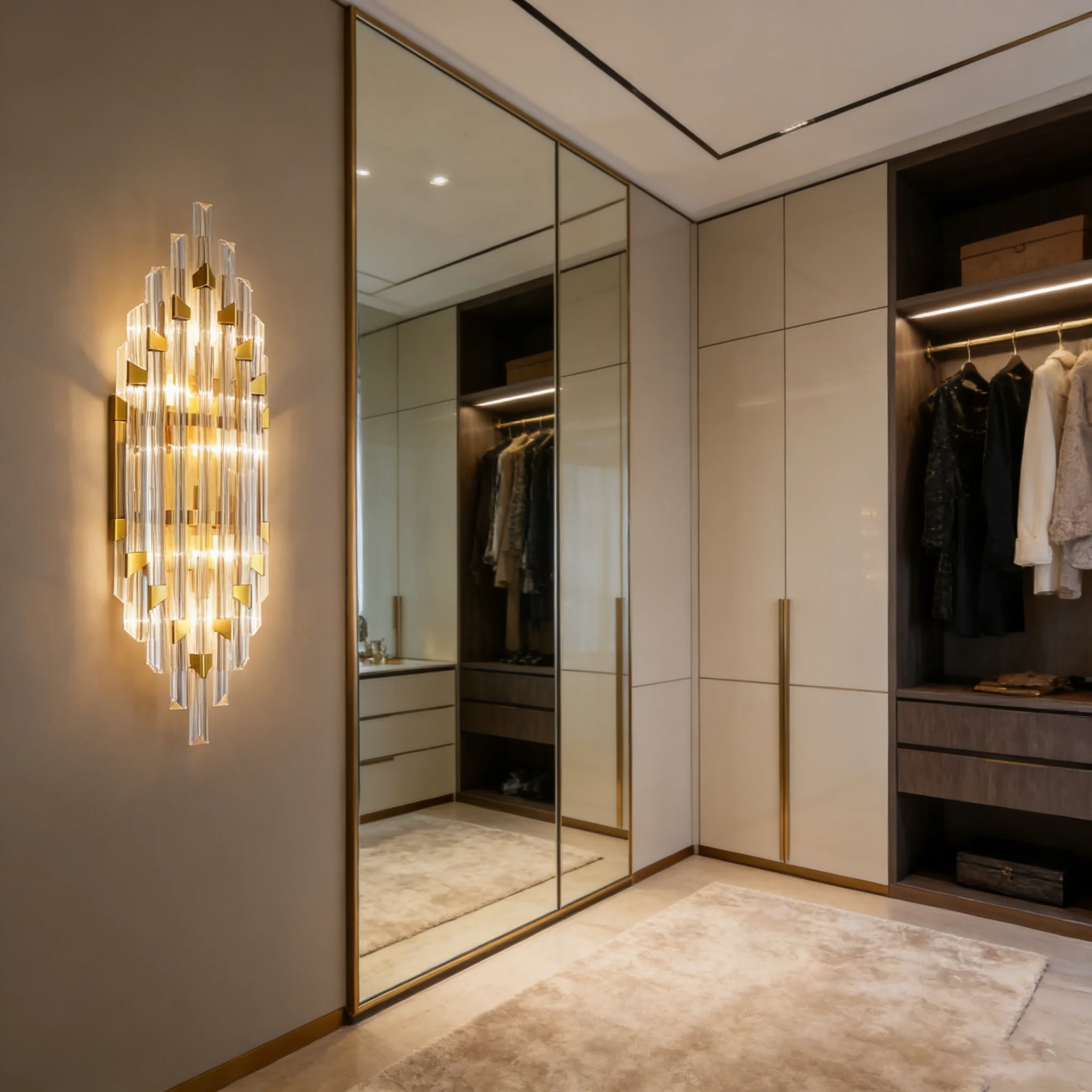 

Light Luxury Living Room Background Wall Lamp Postmodern Minimalist Crystal Staircase Corridor Aisle Bedroom Bedside Lighting