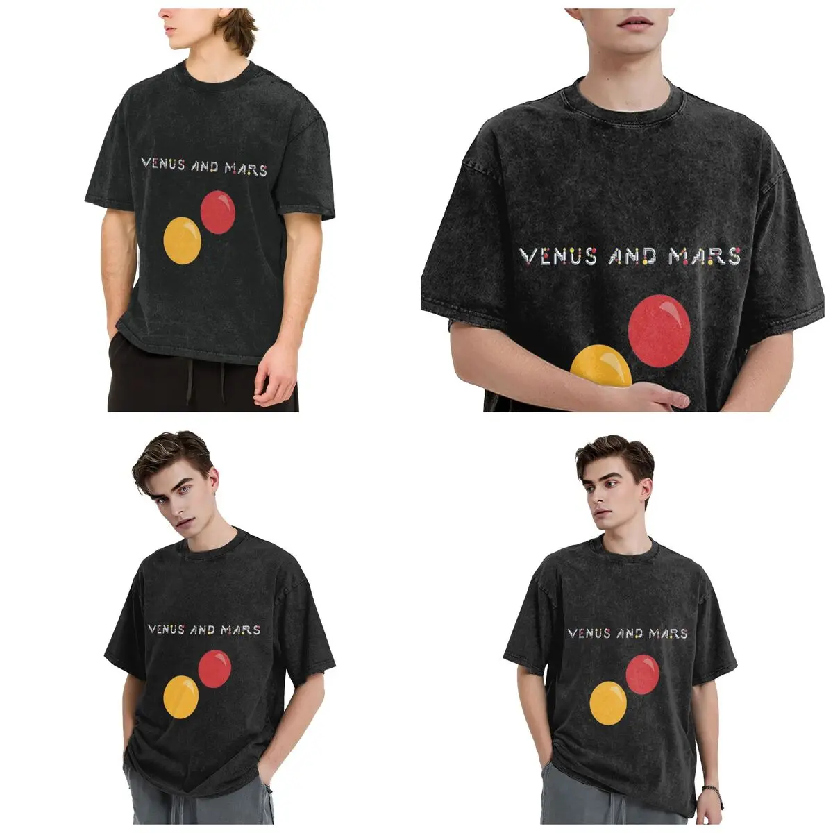 Venus And Mars Minimalist Album Cover Hip Hop Short Sleeve T-Shirts Washed Tops Tees Streetwear T Shirt Harajuku for Men Women