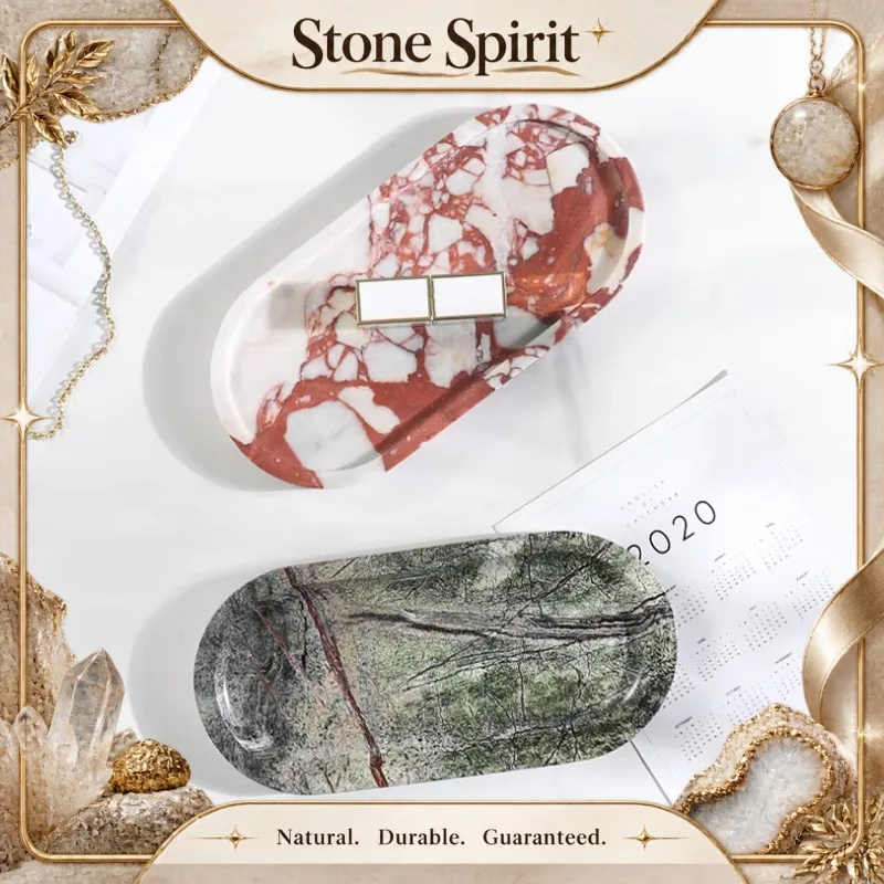 Luxury Marble Tray,Vanity Bathroom Organizer Toiletries & Perfumes, Hotel Style Countertop Display Dish, Home Decor Accessory