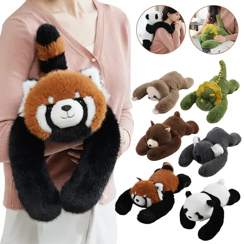 Panda Plush Pillow Cushion Cute Lying Down Animal Back Support Pillow Toy Ultra-Soft Comforting Hug Companion Pillow