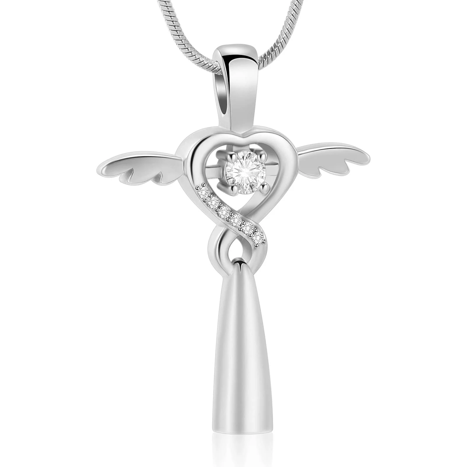 

Infinity Cross Urn Necklace for Ashes Cremation Jewelry for Women Angle Wings Heart Urn Pendant for Ashes