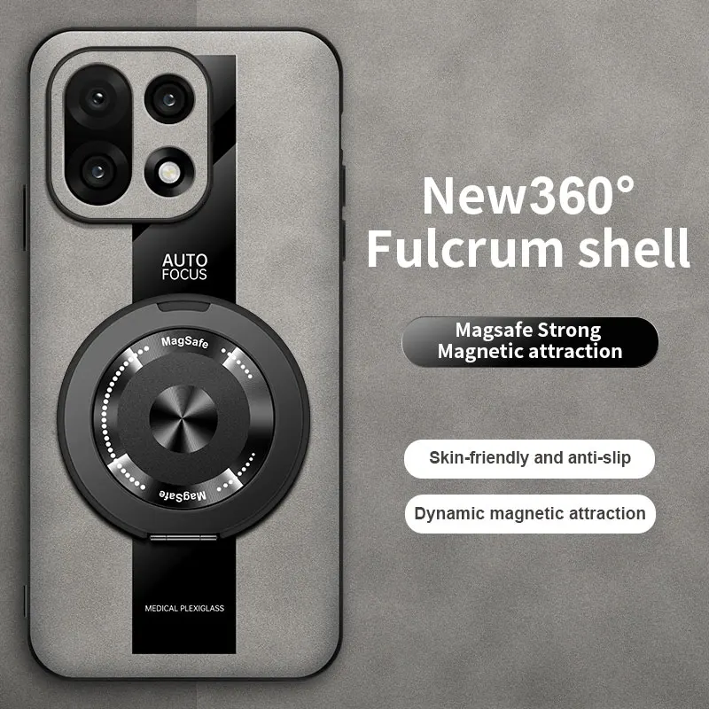 Fall Für Oneplus 15 360 Rotierenden Magnetischen Halter PU Silikon Schaffell Leder Zurück Abdeckung Für Oneplus 15 1 + 15 stoßfest Stoßstange