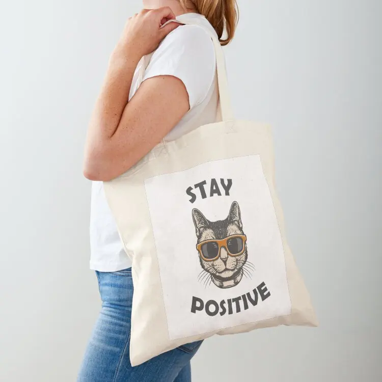 

Cat, Stay Positive, Katze Tote Bag canvas tote tote bag canvas Eco bag