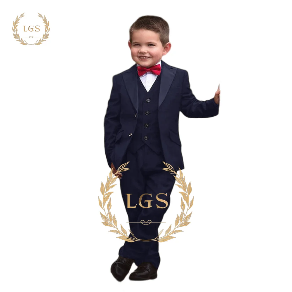 Boys' Black Suit 3 Piece Set - Tuxedo Jacket, Pants and Vest - Perfect for Formal Events Handmade to Order