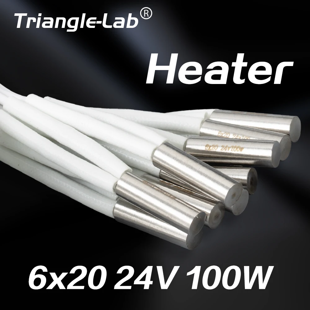 Printer 3D Trianglelab Pemanas Cepat 6*20MM 100W 24V Super Heater Cartridge Untuk Printer 3D Untuk PT100 Dragon HOTEND Volcano MK8 MK9