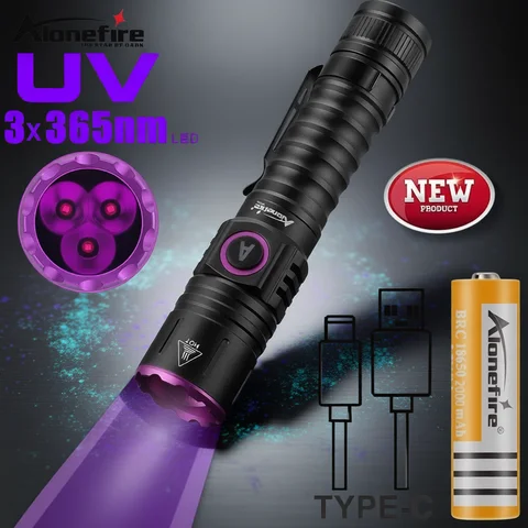 15W UV 365nm High Power Blacklight USB Flashlight Invisible Ink Marker Cat Dog Urine Tinea Ore Money Scorpion Fluorescence Light