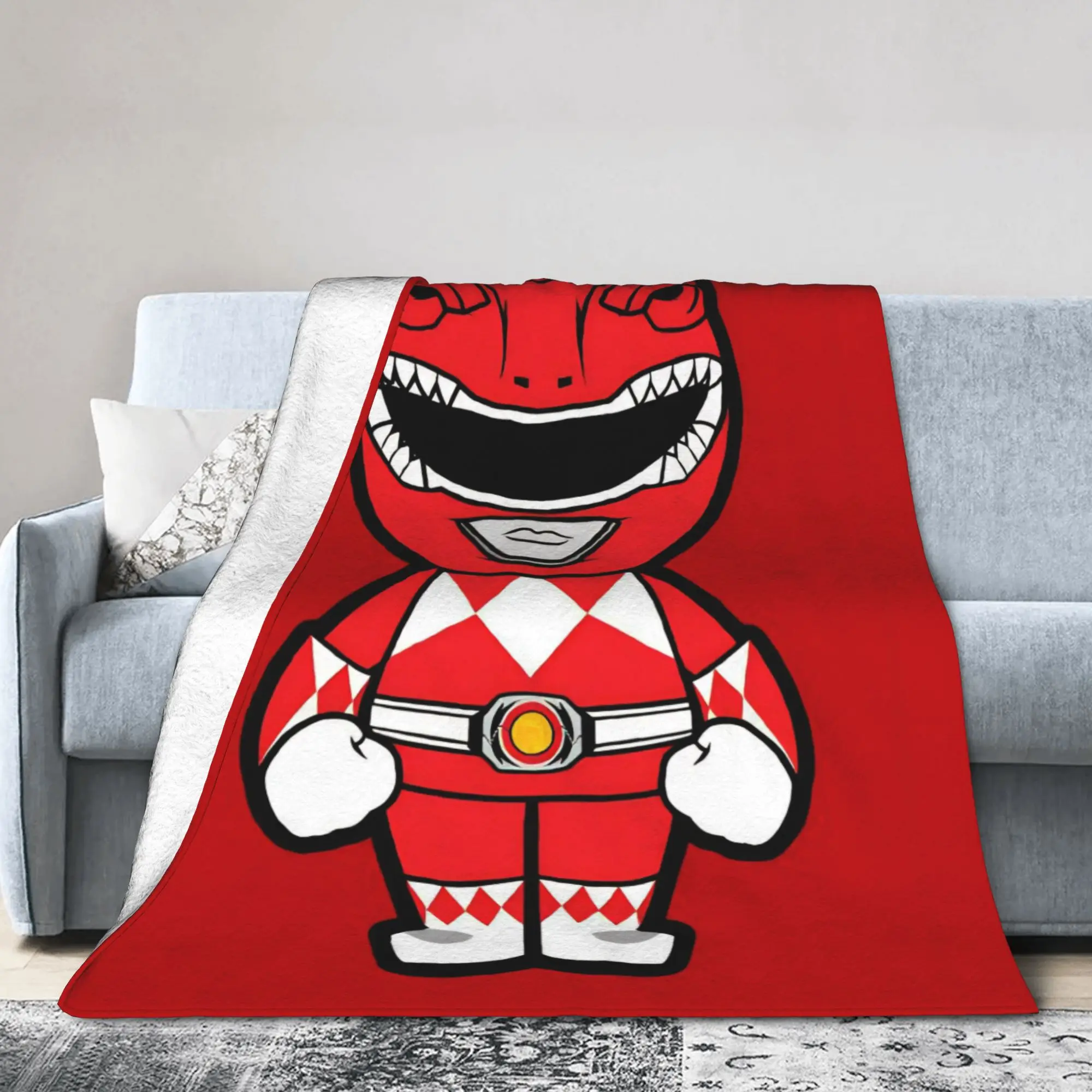 Red Ranger Chibi Blanket Cover Fleece Power R-Ranger Super Warm Throw Blankets for Home Couch Bedroom Quilt