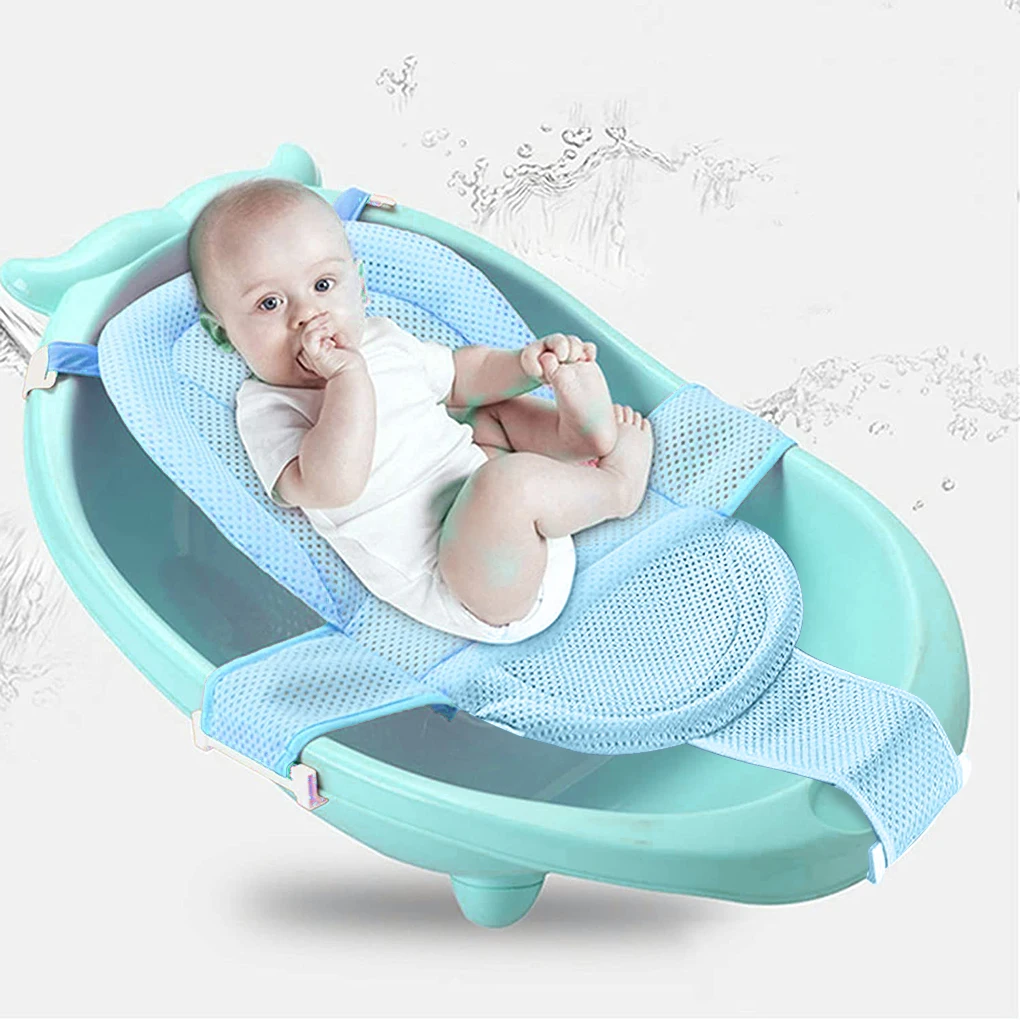 Newborn Bathtub Pillow Cushion Adjustable Soft Anti-slip High Elasticity Infant Bath Mat Cross-shaped Bath Net Shower Cradle