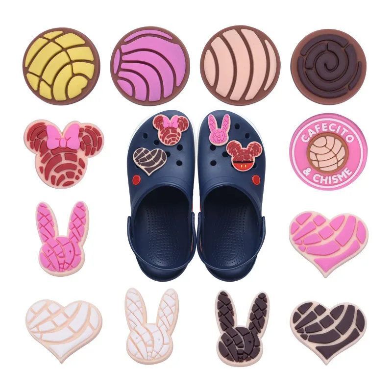 1pcs Pink Cartoon Dessert Cookies  for  Shoe Charms Funny Garden Accessories Buckle Fit Clogs Sandals Decorate Kids Gift