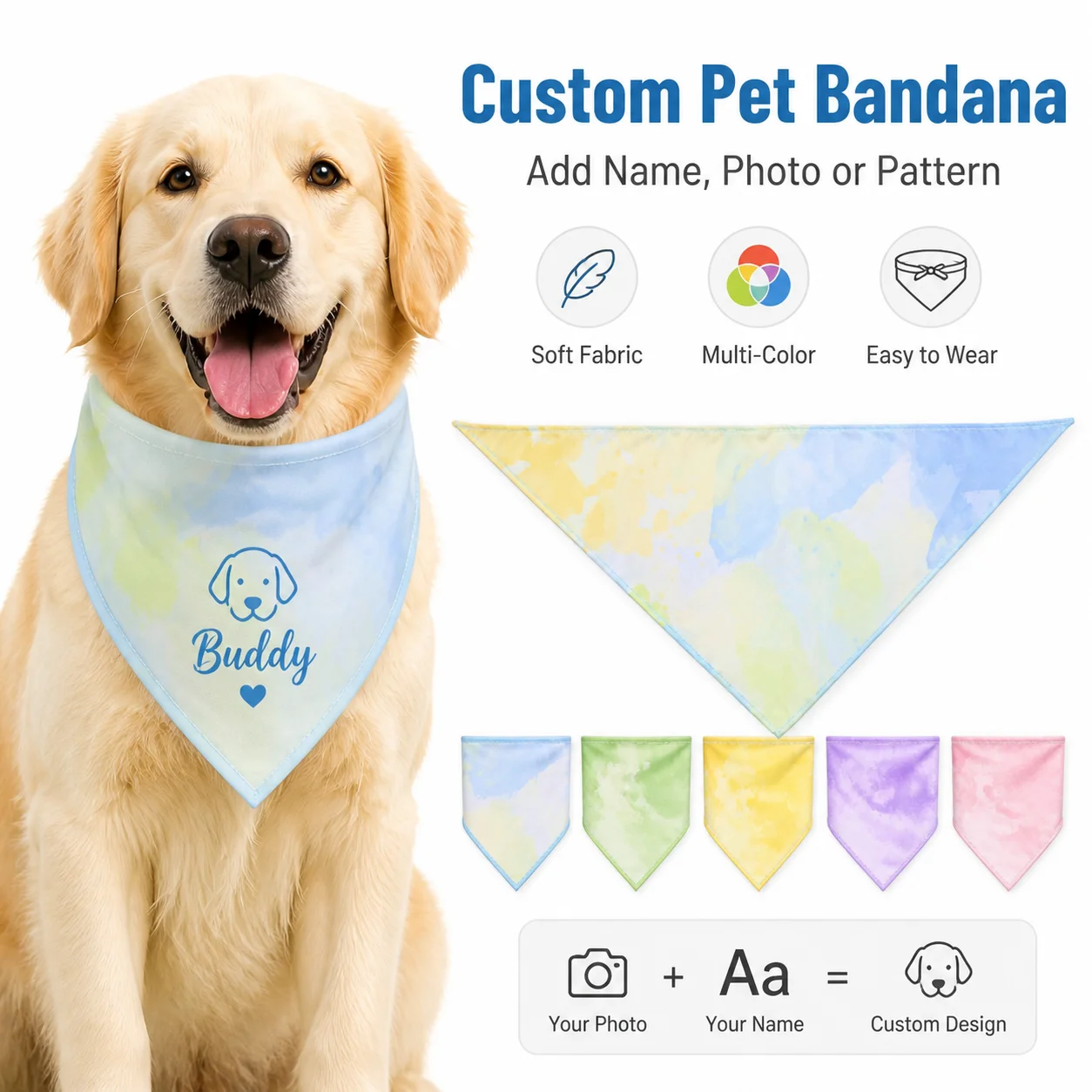 Personalized Dog Bandana 7PCS Weekly Set One Day One Style Pet Scarf Dog Neckerchief Cute Pet Accessories Daily Outfit Change Gi