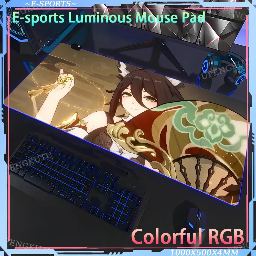 

Honkai_Star_Rail_Tingyun Mouse Luminous desk pad Pad RGB gaming mouse pad Keyboard accessories anime