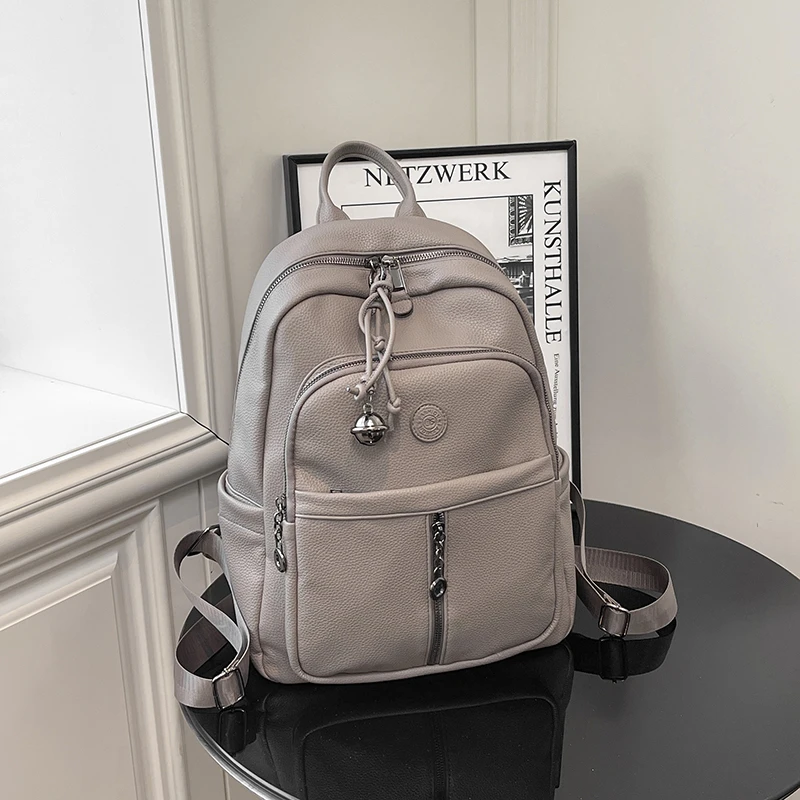 

Однотонные рюкзаки из искусственной кожи большой емкости для поездок на работу, 2026, новый тренд, дизайнерские сумки, студенческие модные расширенные рюкзаки