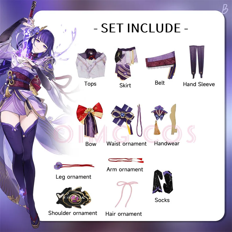 جودة عالية جينشين تأثير رايدن شوغون تأثيري حلي شعر مستعار كرنفال موحدة أنيمي هالوين ازياء النساء لعبة Beelzebul