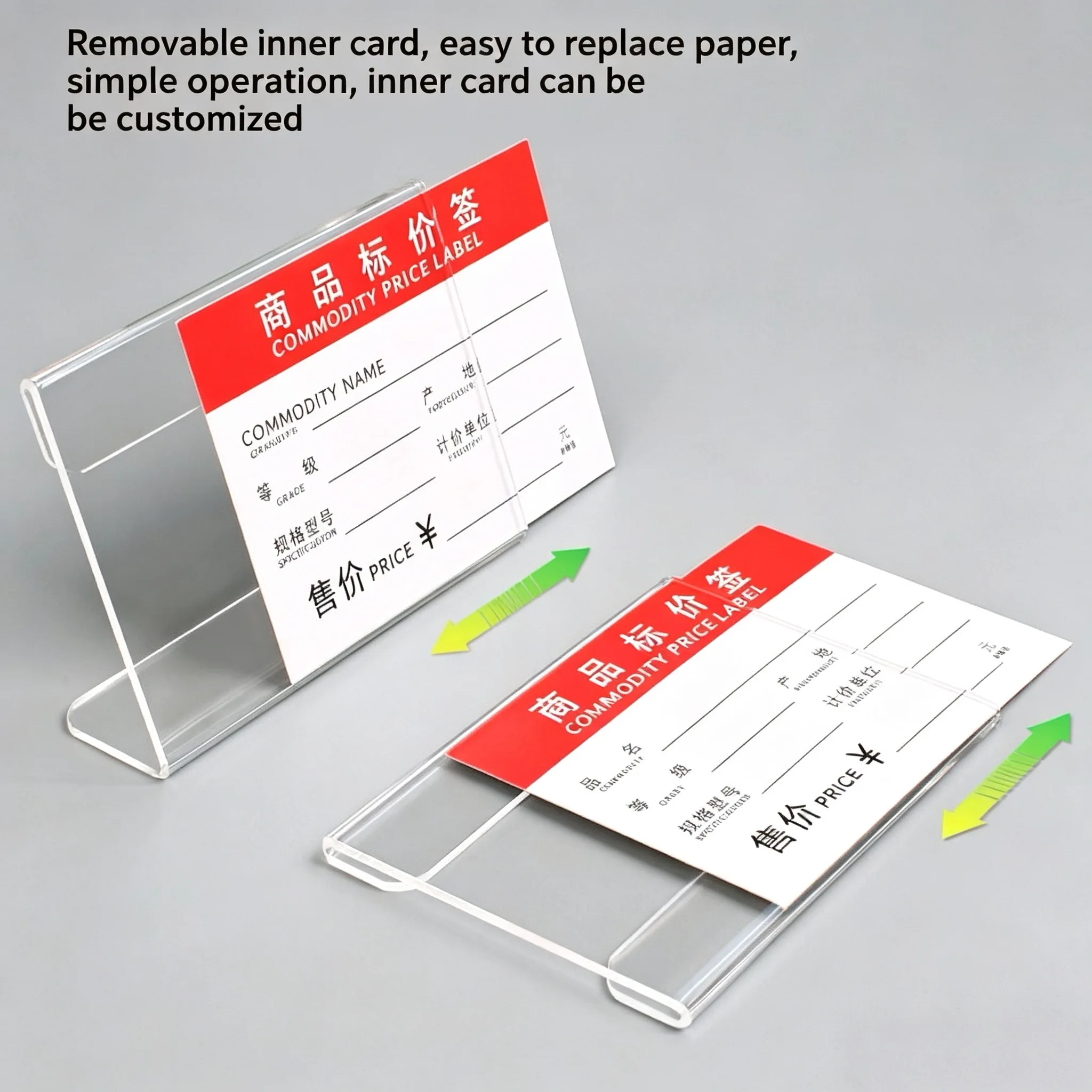 40 Pieces 60x90mm L Shape Acrylic Sign Holder Stand Stick Plastic Price Label Paper Card Tags Ticket Name Card Holder