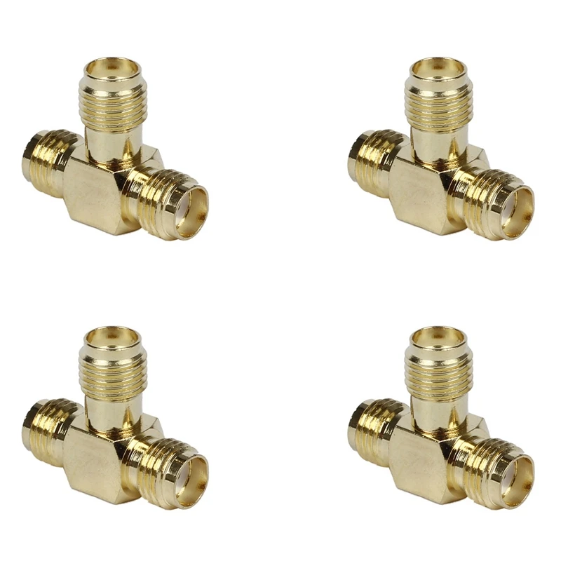 4X SMA Female To Two SMA Female Triple T RF Adapter Connector 3 Way Splitter