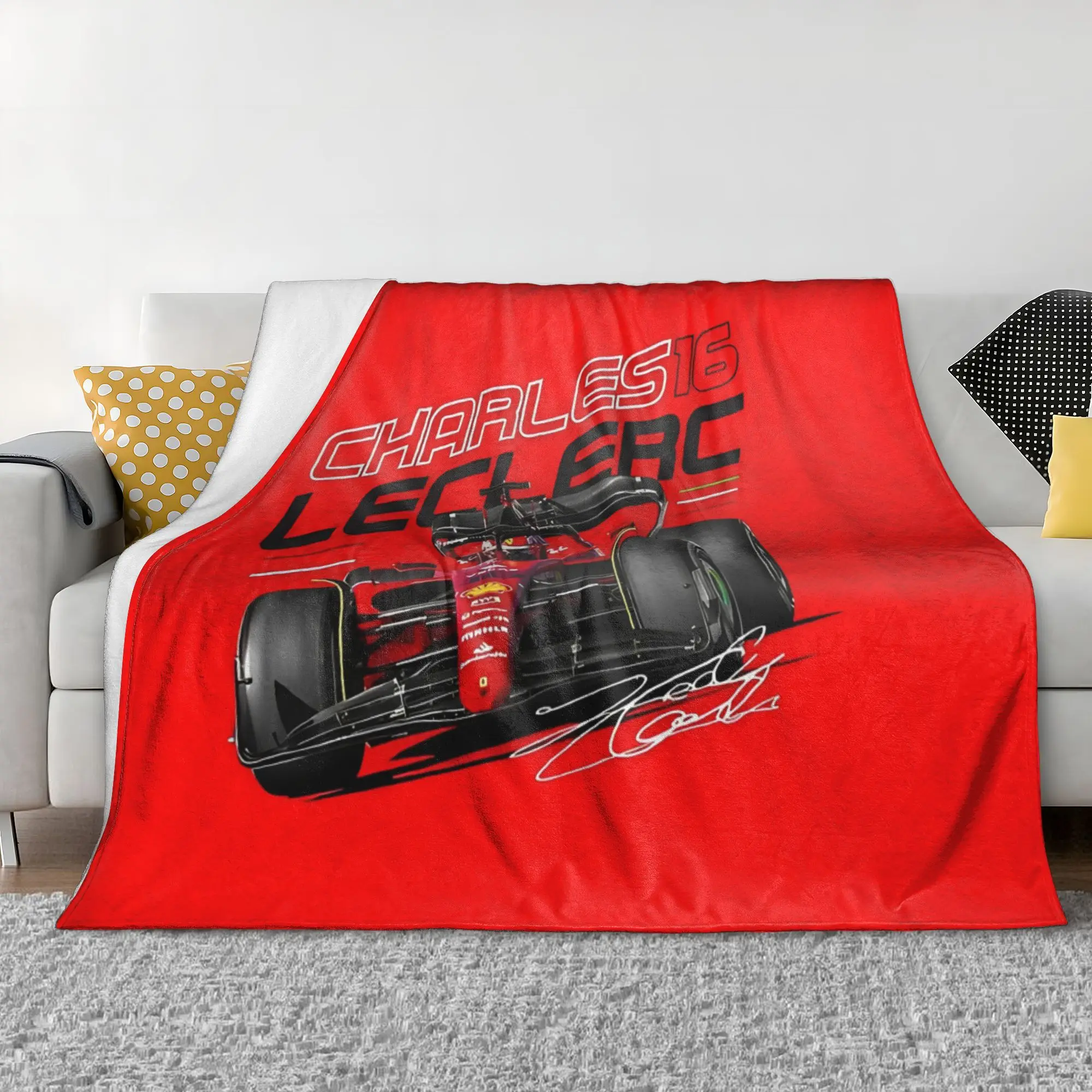 Charles Leclerc Motorsport Blankets Coral Fleece Plush Spring Autumn  Breathable Soft Throw Blanket for Bed Couch Quilt