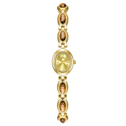 Luxury Golden Vintage Watch Women Elegant Amber Jewelry Quartz Wristwatch New In Women's Watches Fashion Bracelet Gold Watch