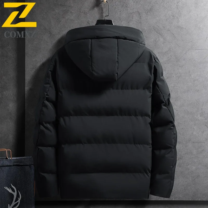 COMXZ Functional Cotton Coat 2025 New Men Trendy Double Layer Hooded Jacket Thickened Korean Style Warm Windproof Outerwear