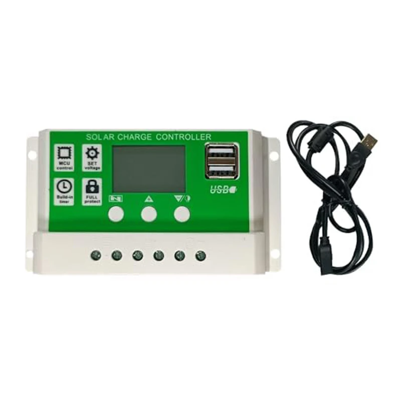 Solar Charge Controller MPPT 30A 10A 20A 100A LCD Display 12V 24V AUTO Dual USB Solar Charge And Discharge Controller