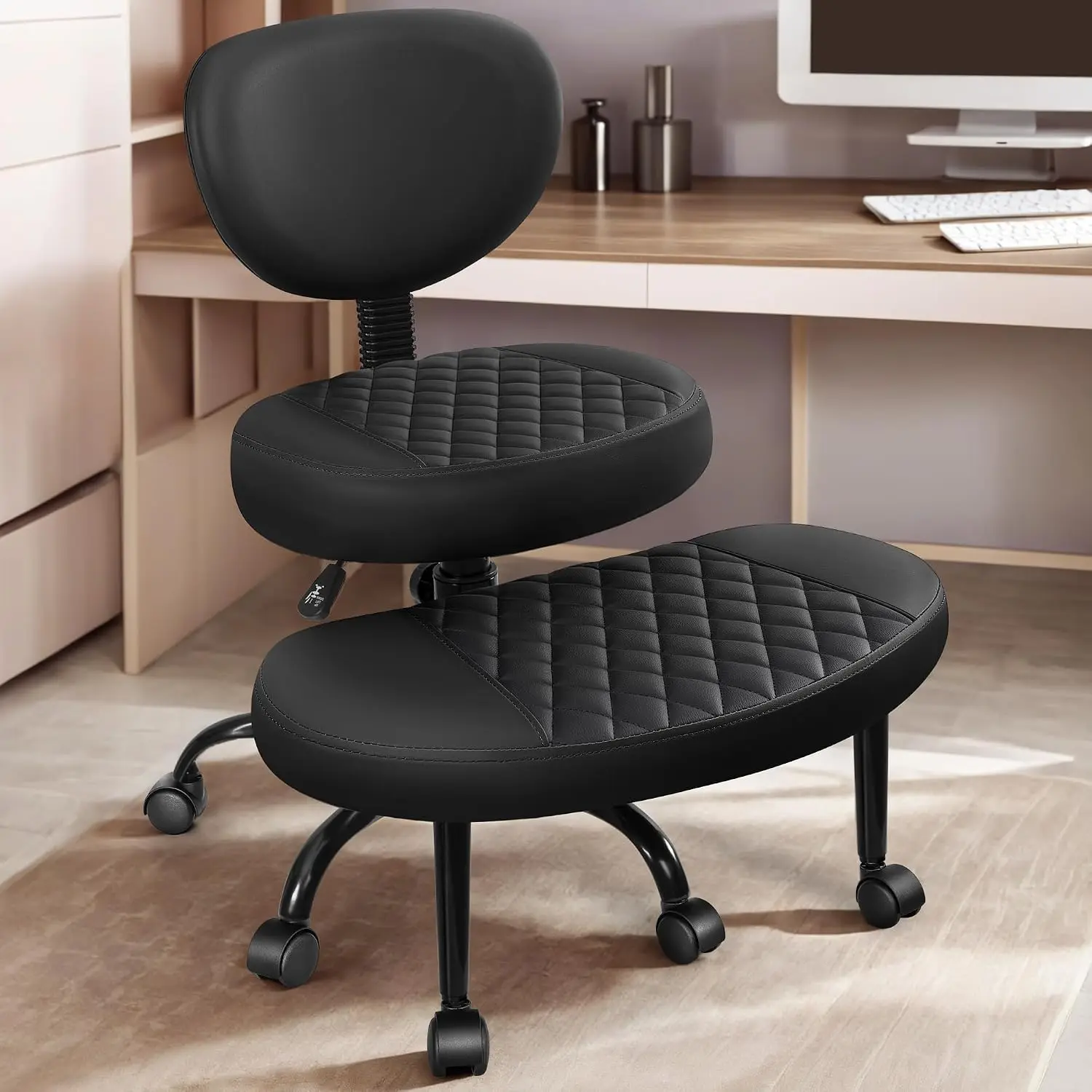 

Ergonomic Cross Legged Office Chair with Wheels - Adjustable Height for Meditation, ADHD Desk & Yoga - Wide Criss Cross, Custom