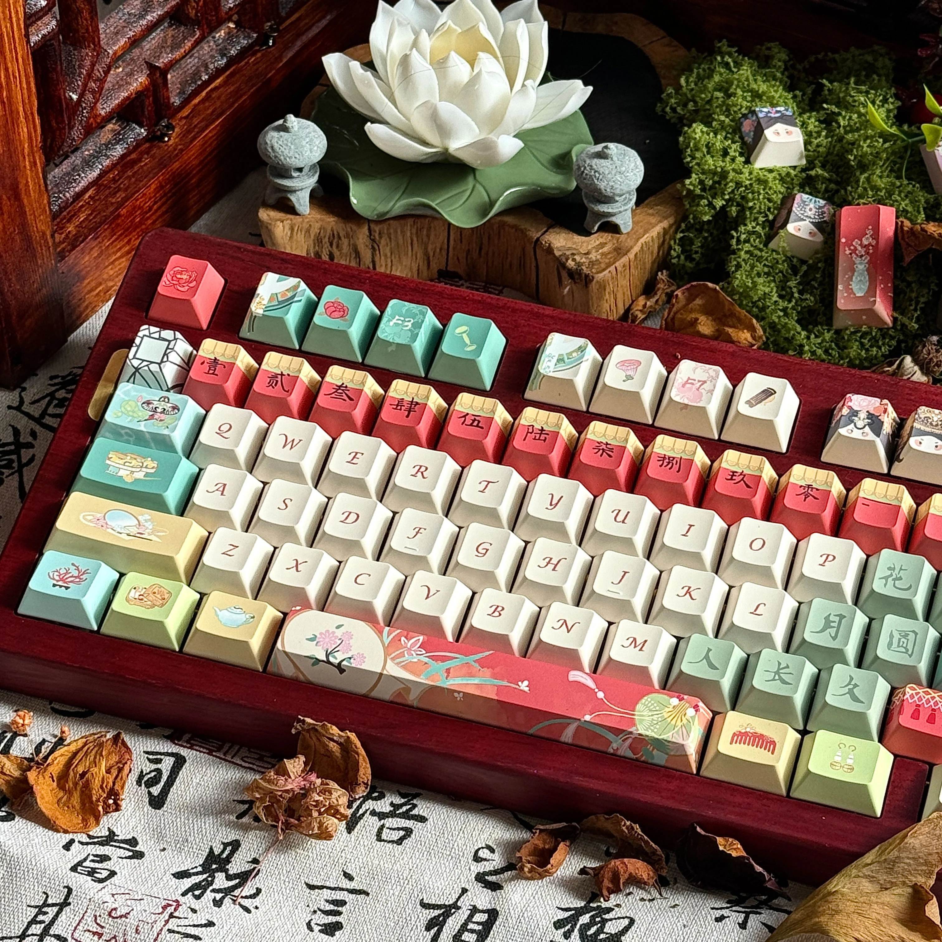 

133-клавишные колпачки для клавиш из ПБТ с пятисторонней сублимацией, колпачки для клавиш Cherry Profile в китайском стиле для переключателей Cherry MX, геймерская клавиатура