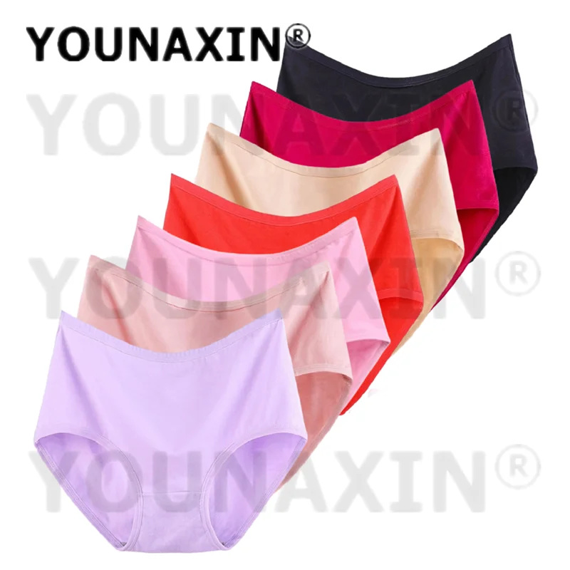 

YOUNAXIN Комплект из 7 женских трусов больших размеров, хлопковые трусики со средней посадкой, сексуальные женские трусы XL 2XL 3XL 4XL 5XL, оптом
