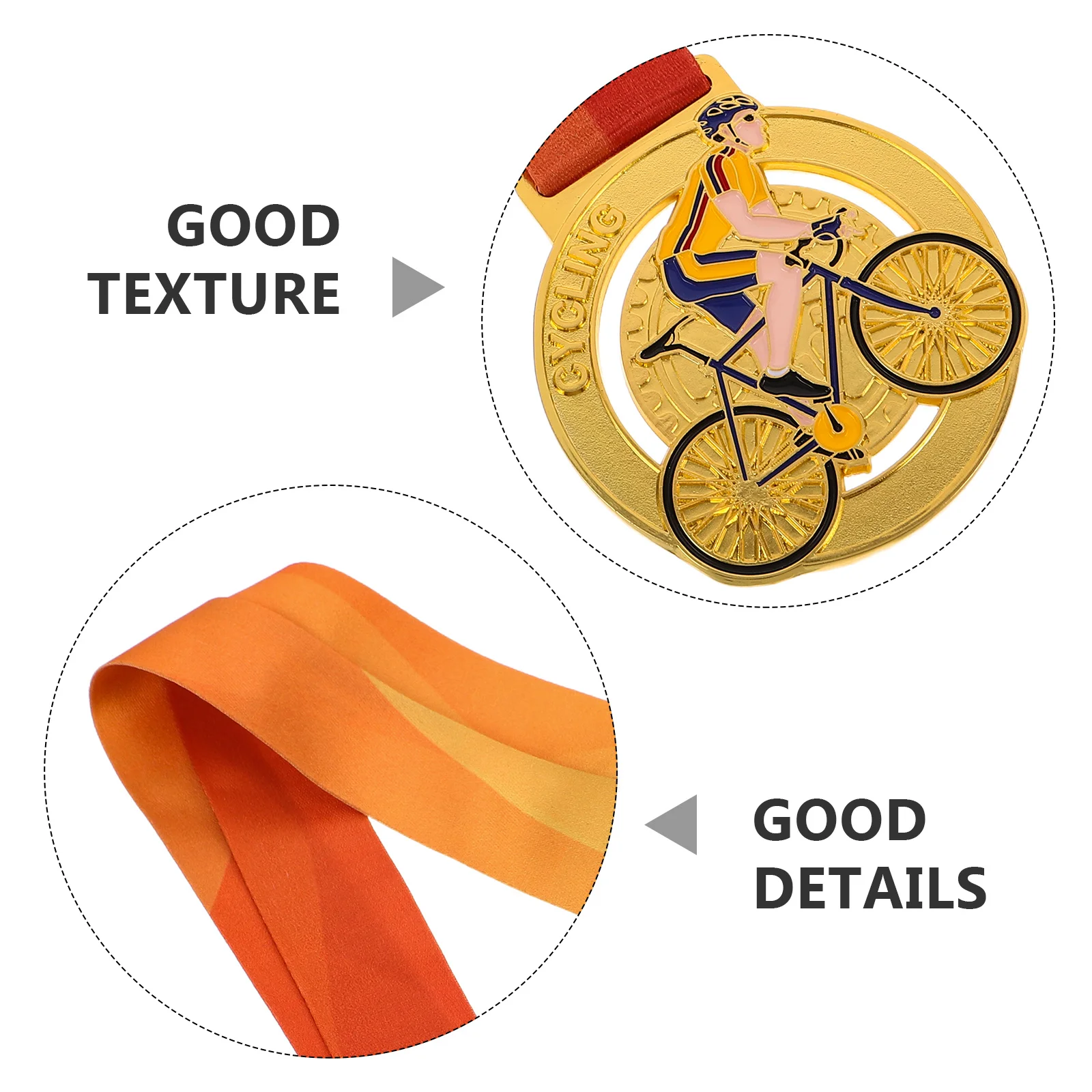 الذهب معدن الدراجات ميدالية الرقبة الشريط الكأس المدرسية الرياضية بطولة الطالب ركوب الدراجات جائزة جائزة جائزة ميدالية مع شريط الرقبة #3