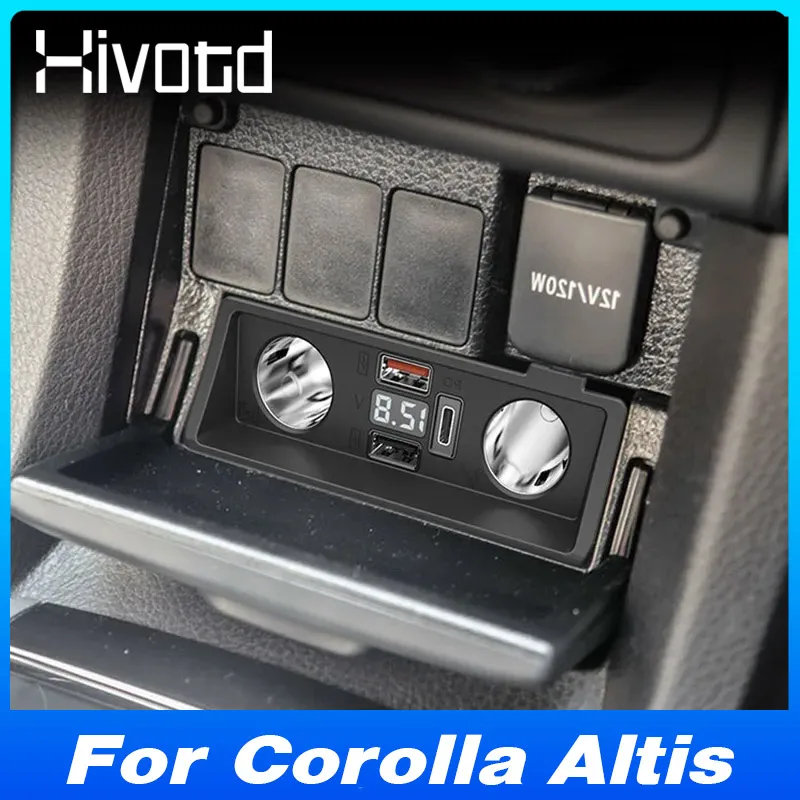 

For Toyota Corolla Altis 2014-2018 Car Charger Cigarette Lighter Splitter Sockets Modification Fast Cell Phone Charging Adapter