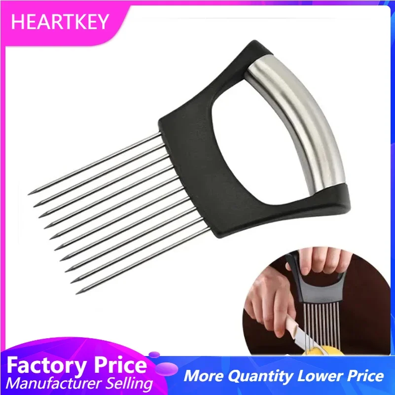 

Onion Holder Slicer Cutter Ergonomic Durable Food Grade Stainless Steel Food Slice Assistant Kitchen Gadgets Accessories Items
