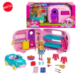 Original Mattel Barbie Club Chelsea Doll Camper Car House with Poppy Accessories Toys for Girls Collection Interactive Kid Gifts