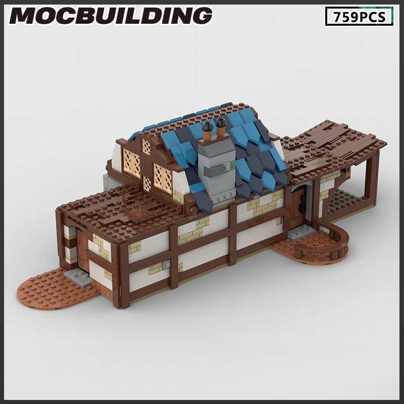 

MOC Building Blocks Medieval Tavern And Inn Model DIY Bricks Street View Series Birthday Present Gift Assemble Toys Christmas