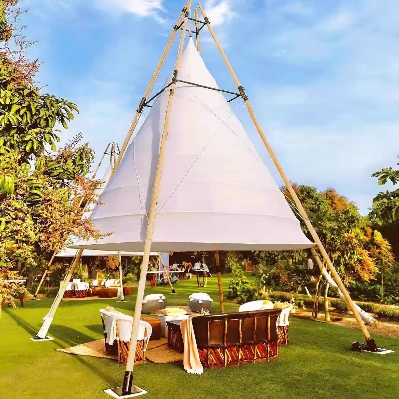 

Outdoor camp Internet celebrity bamboo lantern tent cone open-air bar camping wind size sunshade cone canopy