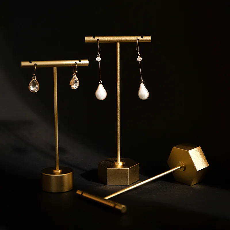Jewelry Earrings Display Stand Holder T Bar Rack Tower Metal Earring Bracket Organizer Ear Studs Hanging Storage Shelf