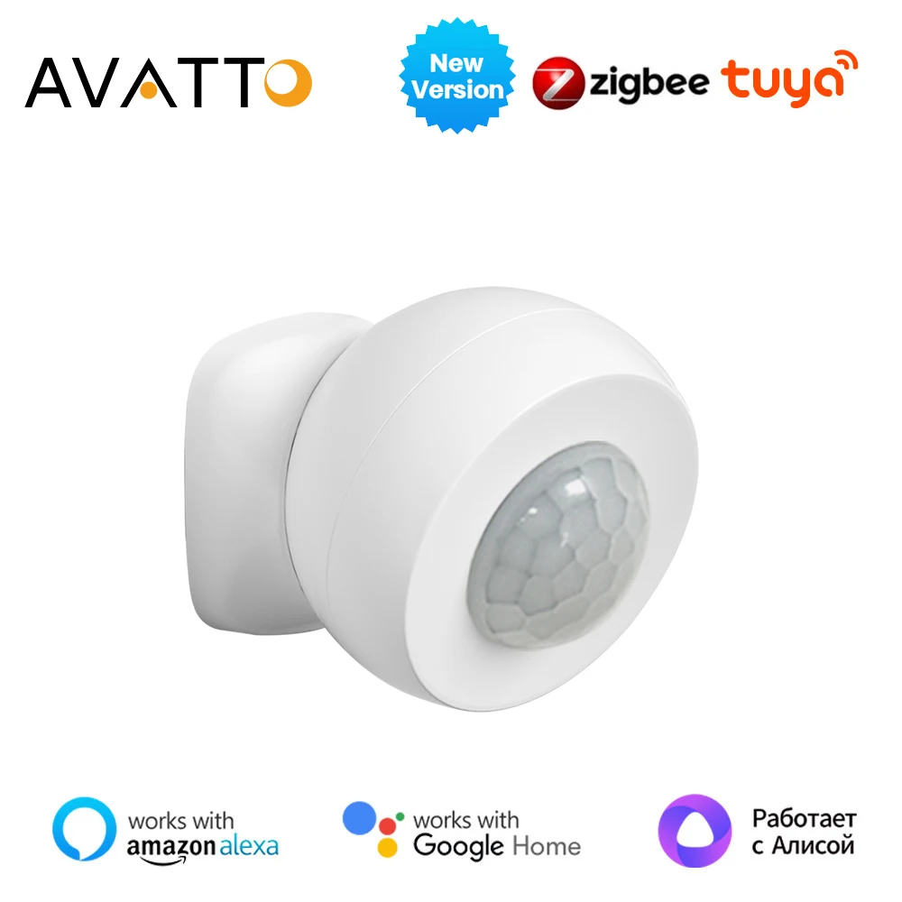 AVATTO-Sensor de movimiento inteligente Zigbee, Detector de movimiento de cuerpo humano, aplicación inalámbrica, funciona con Alexa y Google Home