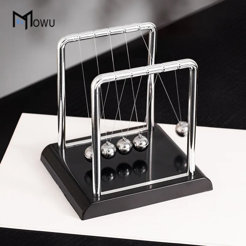 Newton's Cradle Pendulum Balls Metal Desktop Physics Ornament, Creative Kinetic Decor for Office Living Room Stress Relief