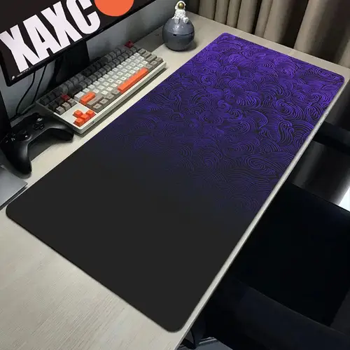 Alfombrilla de ratón ondulada púrpura, alfombrilla de escritorio de diseño abstracto, alfombrilla de ratón artística con Base de goma antideslizante, alfombrilla de escritorio con borde cosido para el trabajo