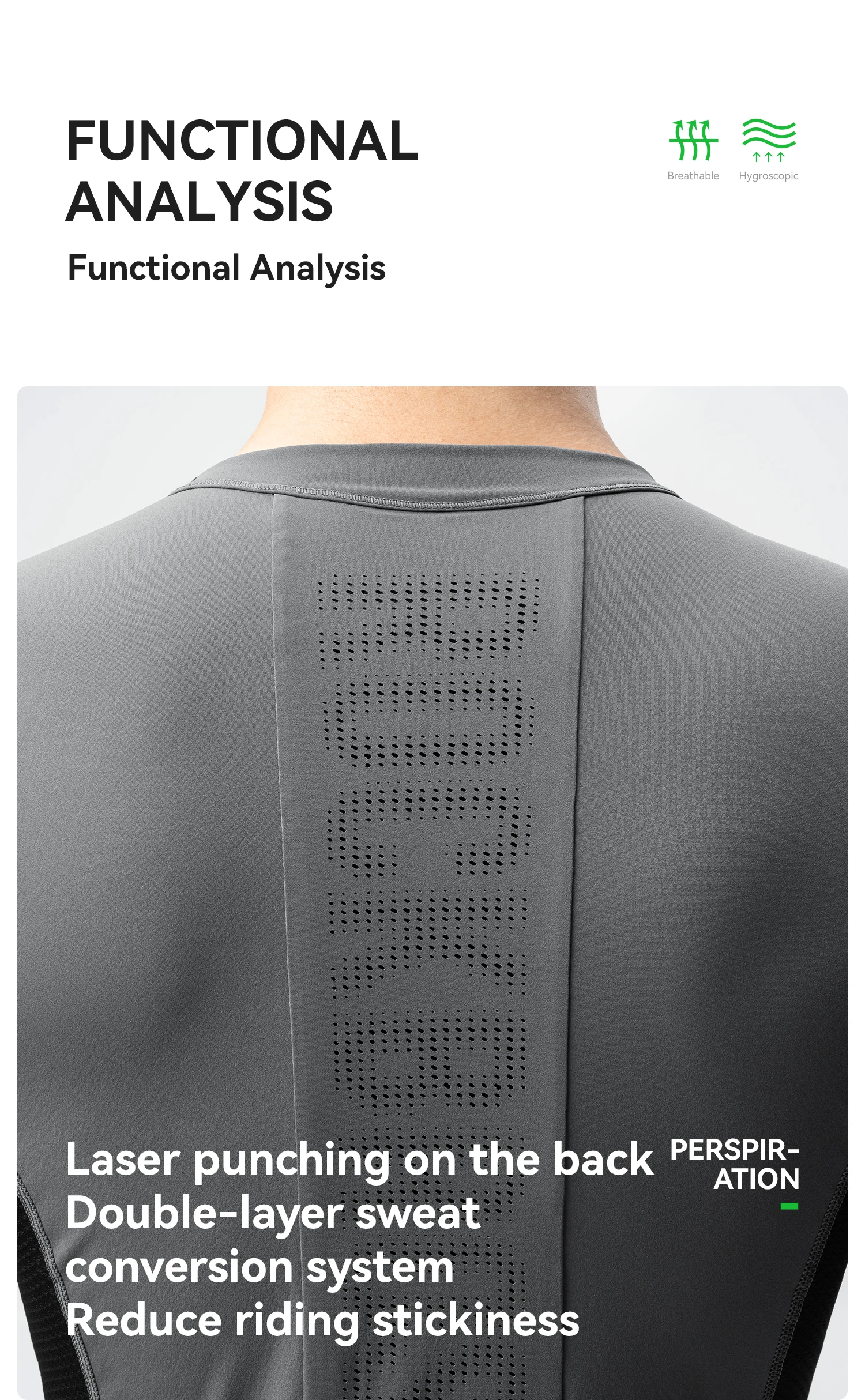 ROCKBROS Herren-Radtrikot mit Langen Ärmeln, Leichtes Mesh-Fahrradoutfit, Atmungsaktives Trikot für Rennrad und MTB – Detail 4