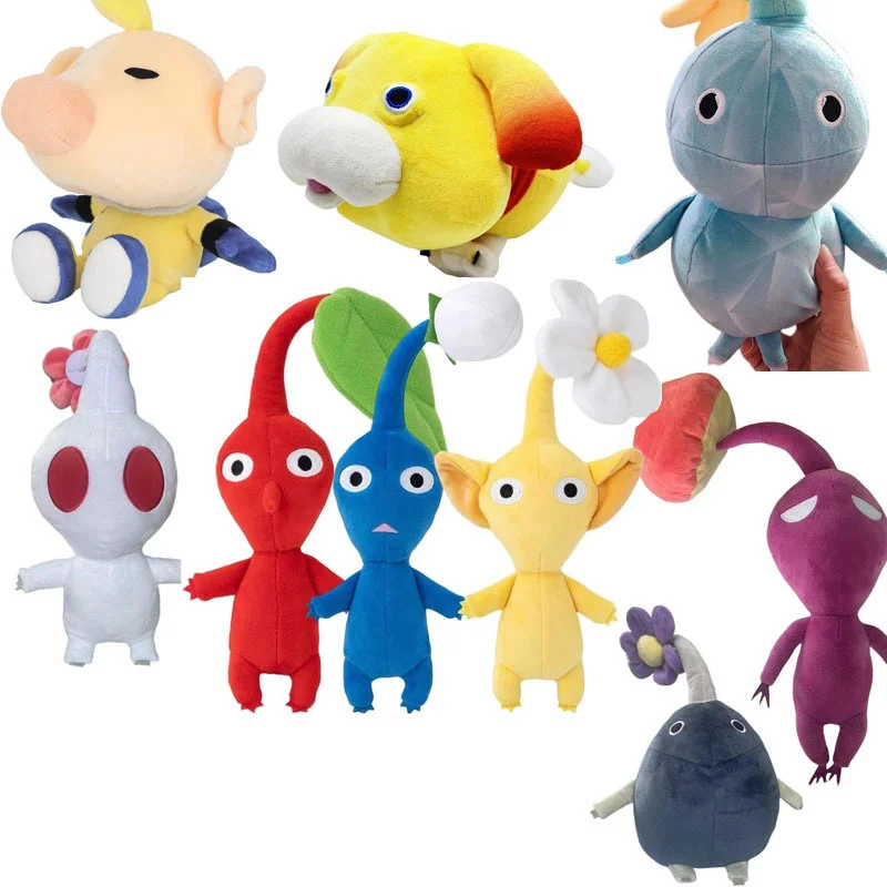 Juego de animales de peluche Pikmins All Star para niños, animales de peluche, flor alada de hielo, hoja de brote, 4 muñecos de peluche de cerdo, regalo de cumpleaños