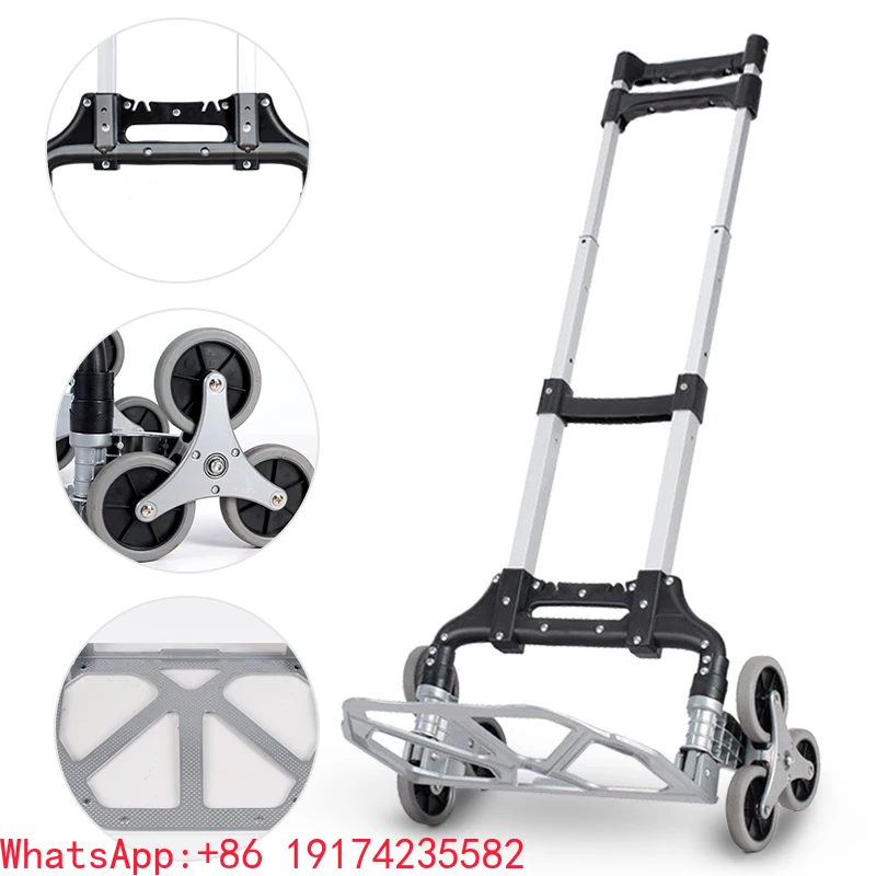 

Silent Portable Aluminum Folding Climbing Cart Hand Truck 6 Wheel Climbing Stairs Foldable Hand Trolley Push Cart FHT80-6S