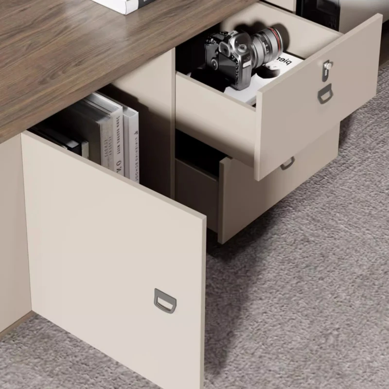 Boss Manager President Simple Modern Executive Office L Shape Desk With Drawers Storage Filing Cabinet Chair Computer Desk Large