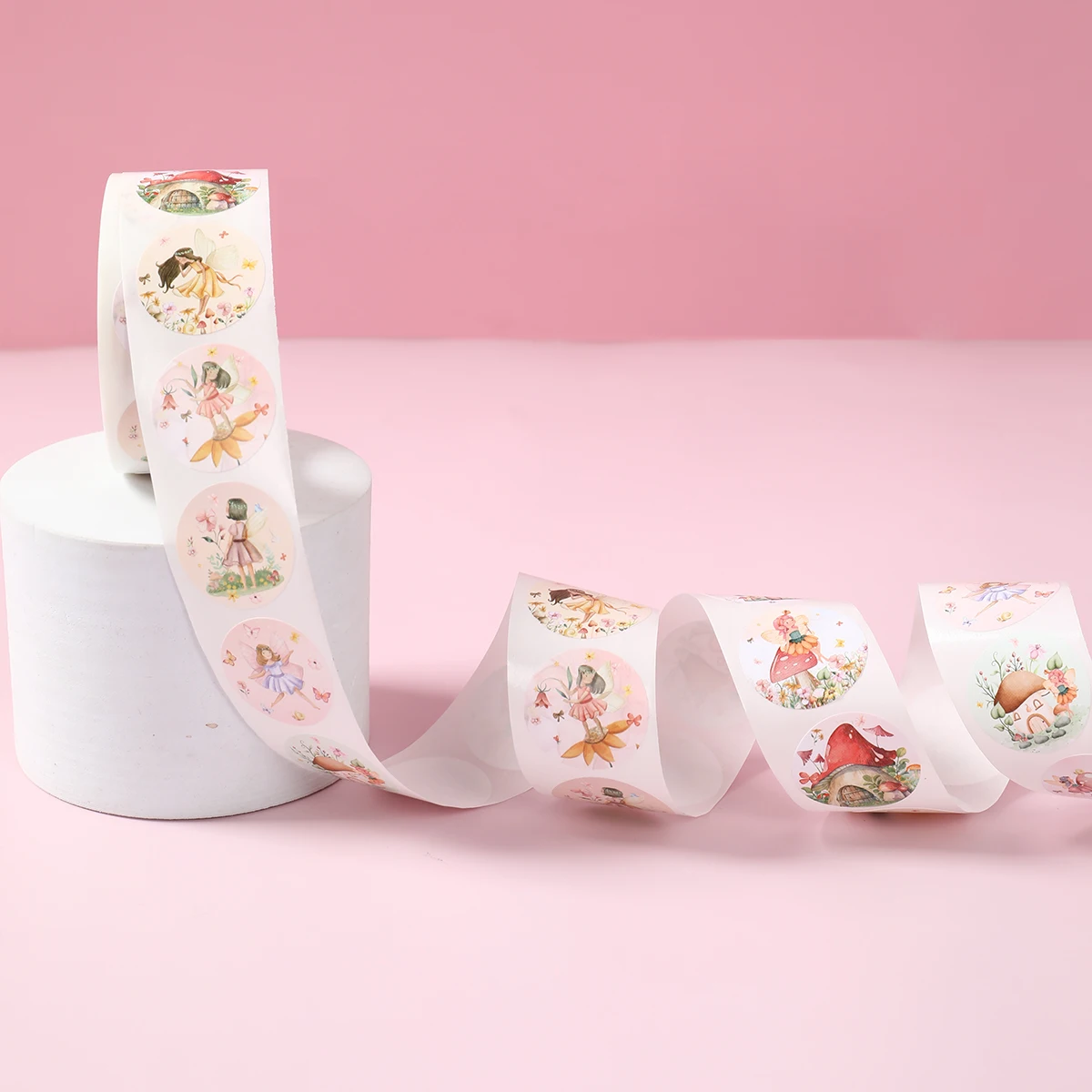 500 قطعة/المجموعة الجنية قزم ملصق 2.5 سنتيمتر/1 بوصة زهرة الجنية الشارات ملصقات لطيف الجنية موضوع حفلة عيد ميلاد الديكور ملصقات مستديرة #5