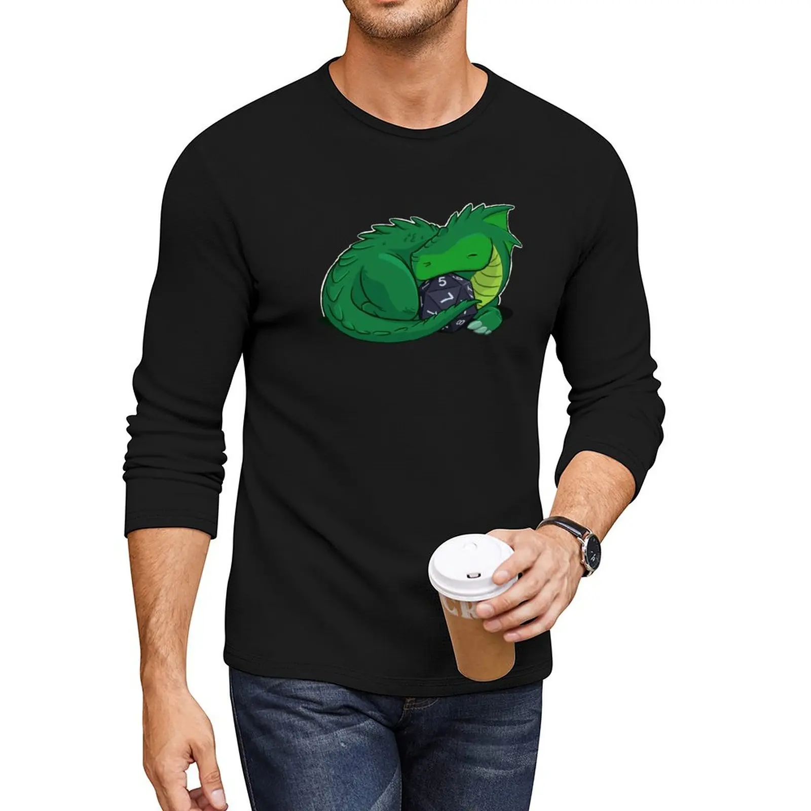 

D20 Green Dragon Long T-Shirt quick drying shirt Blouse mens t shirt graphic