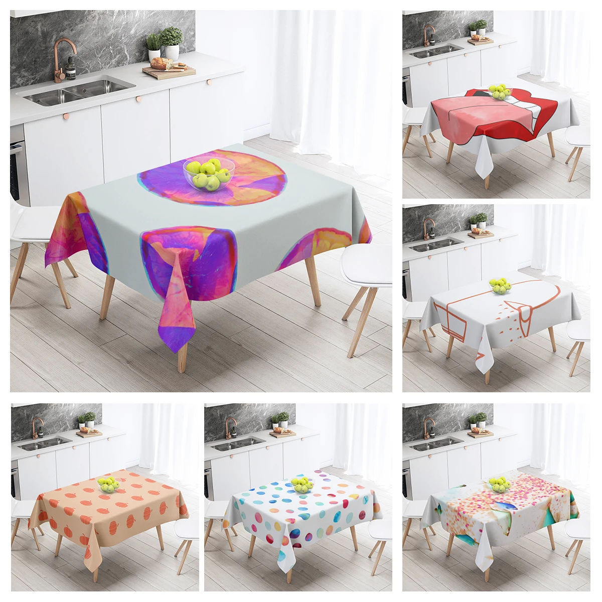 Home tablecloths for dining decoration and rectangular table accessories waterproof cloth Anti-stain restaurant abstract plant