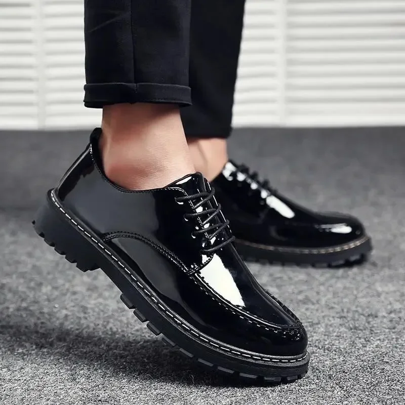 Flat Shoes Man Spring Autumn Genuine Leather Upper Platform Design Round Toe Thick Bottom Loafers Concise Versatile Male Shoes